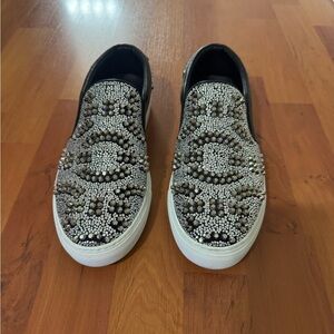 Philipp Plein Black and White Leather Sneakers final sale